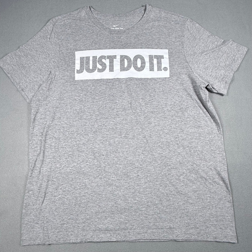 Nike Mens Just Do It Graphic T-Shirt Heather‎ Grey Short Sleeve Crew Neck Large